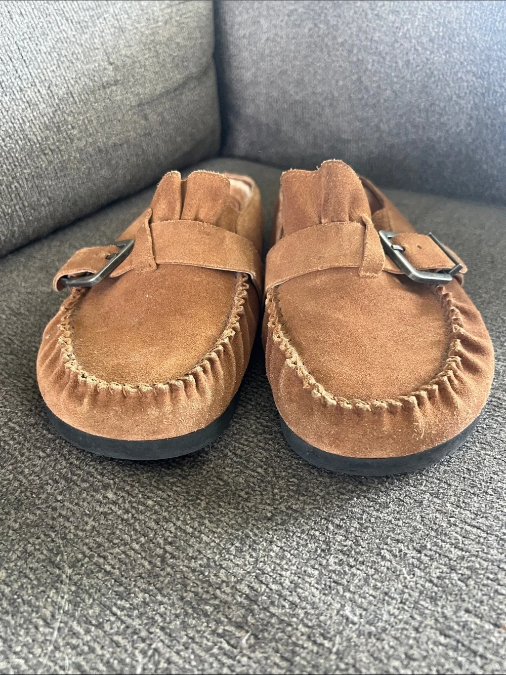 Free People women’s size 8.5 Brown Suede Buckle Slip-On Moccasins